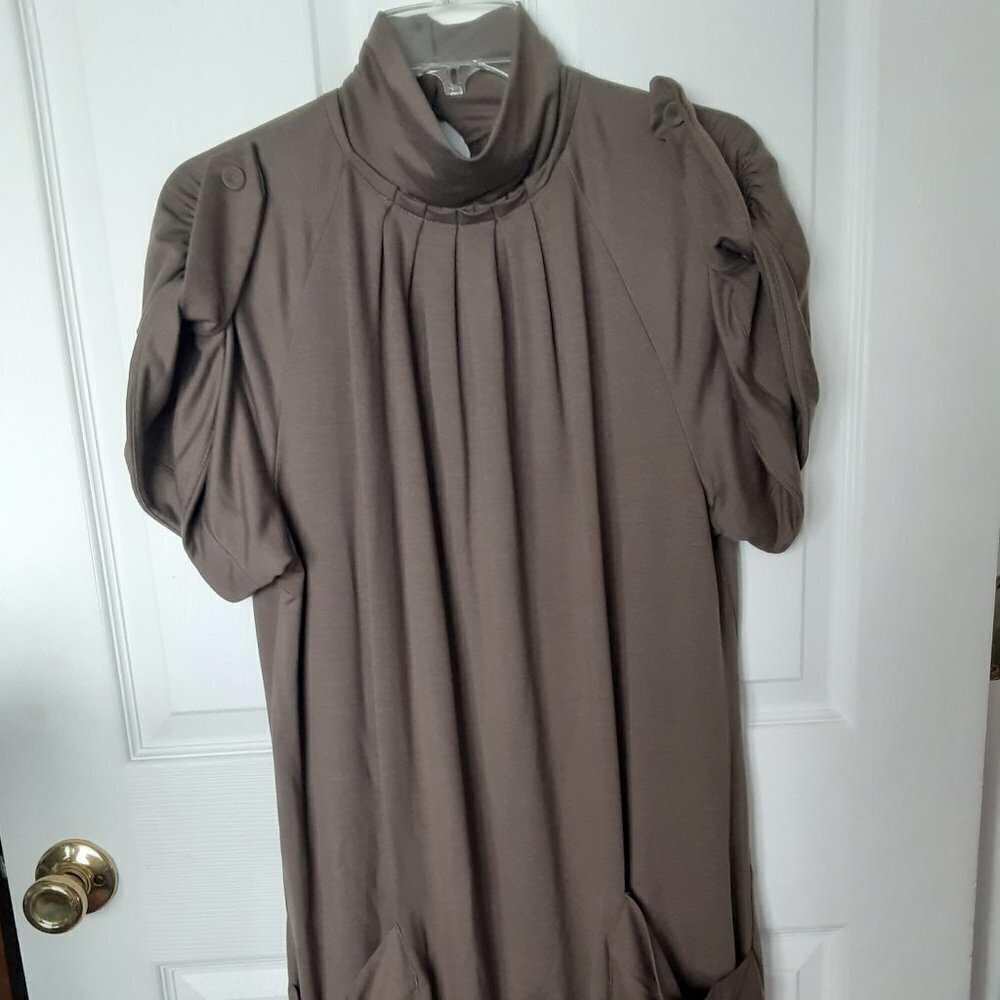 Zara  Size Medium Turtle Neck Olive Green Dress.